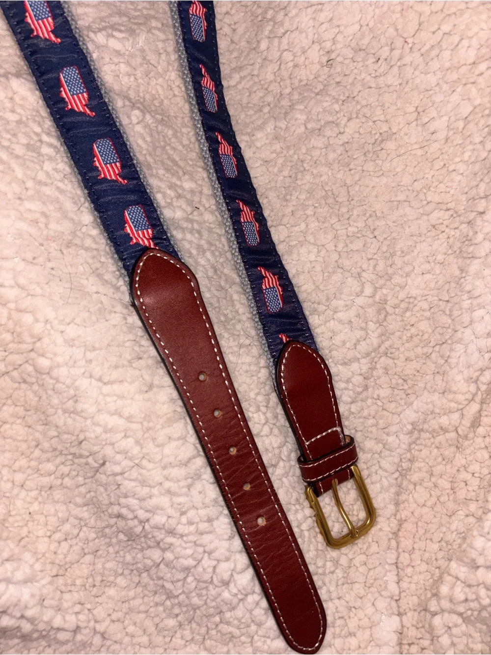 Simply Southern USA American Flag Belt Mens Size 34 Leather Patriotic
